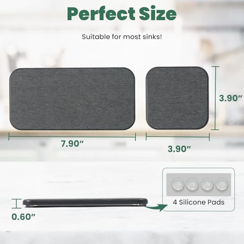 3PCS Water Absorbing Diatomaceous Earth Tray for Sink, Fast Drying Soap & Toothbrush Holders for Bathroom Counter, 1 Stone Tray, 2 Stone Coasters