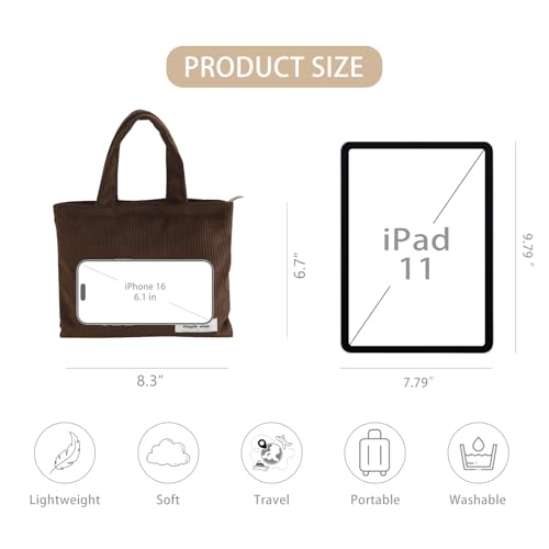 Wudygirl Makeup Bag Travel Cosmetic Bag for Women Small Makeup Pouch with Handle Zipper Cosmetic Pouch Handbag Aesthetic 8.3" x 6.7"(Coffee) - color: Coffee
