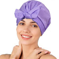 Shower Cap for Women Reusable Waterproof, Large Satin Shower Bonnet, Washable Bath Hat for Long Hair, Braids, Curly Hair, Purple - color: Purple
