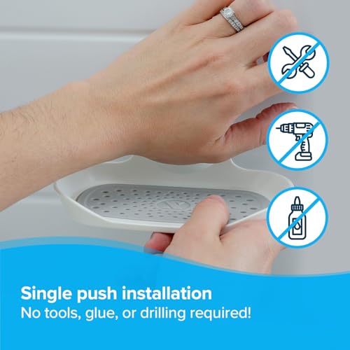 SlipX Solutions Strong Hold Soap Saver, Suction Cup Soap Holder, Must Have Universal Kitchen & Bathroom Shower Accessories (White, Single Tray (2-Pack) - color: White, size: Single Tray (2-Pack)