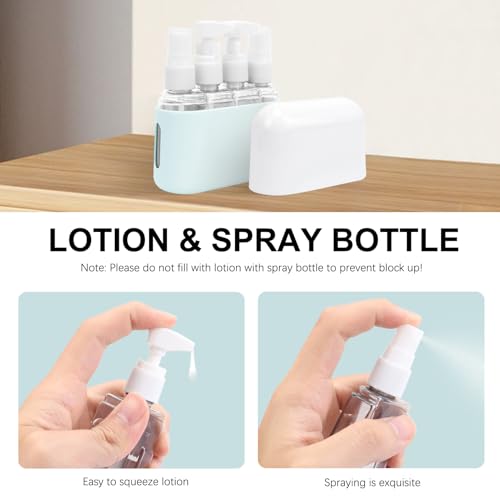 Skycase Travel Bottles - Leak Proof Refillable Tsa Approved Travel Size Toiletries, 4 in 1 Liquid Bottles Containers with Labels and Funnel Airplane Accessories Kits for Lotion Liquid (Blue) - color: Blue, size: 4 in 1