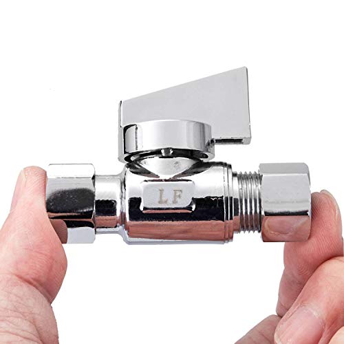 10 Pack Premium Chrome Brass 3/8" Comp FIP x 3/8 Inch Compression MIP Quarter Turn Water Straight Angle Stop (Add on) Valve - size: 10PCS 3/8" x 3/8"