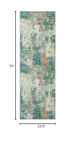 Lahome Modern Abstract Runner Rug with Rubber Backing - 2x6 Washable Rug Runners for Hallways Non Slip, 6 Ft Long Accent Carpet for Bathroom Kitchen Bedroom Entryway,Green/Grey - color: Green/Grey, size: 2' x 6'