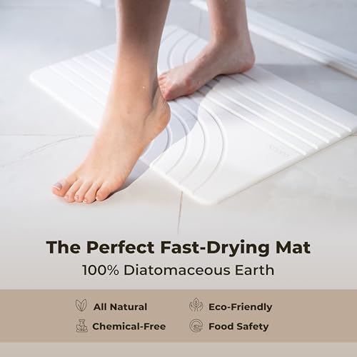 TOSORO - Stone Bath Mat Diatomaceous Earth Shower Mat Non-Slip Super Absorbent Diatomite Stone Bath Mats for Bathroom Floor Quick Drying Natural Easy to Clean (23.5 x 15) - Sandstone, 2pcs - color: Flow Sandstone, size: Pack of 2