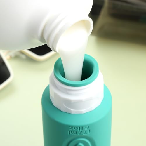 Mrsdry Travel Bottles for Toiletries, Large 6oz Oversize Containers, BPA Free Leak Proof Tubs Refillable Liquid Traveler Accessories with Toiletry Bag for Cometic Shampoo and Lotion Soap (4 Pack) - color: Mint-6oz