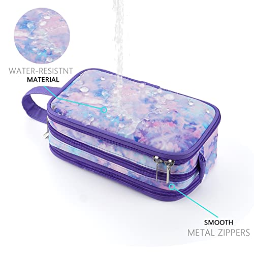 Kids Toiletry Bag for Girls, Travel Toiletry Bag for Teen Girls Cosmetic Bag Makeup Bag Waterproof Hanging Wash Bag Toiletries, Tie Dye Purple - color: Tie Dye Purple