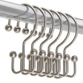 Titanker Shower Curtain Hooks Rings, Rust Resistant Metal Minimalist Simple Double Glide Shower Hooks Rings for Bathroom Shower Rods Curtains, Set of 12 Hooks - Matte Nickel - color: Matte Nickel, style: Minimalist