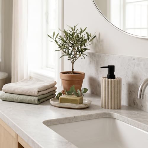 Soap Dispensers 350mL 11.84 OZ, 2 PCS Luxurious Hand Dish Lotion Shampoo Soap Dispenser Jar, Natural Stone Look Soap Pump Bottles for Kitchen Bathroom Countertop (Beige) - color: Beige
