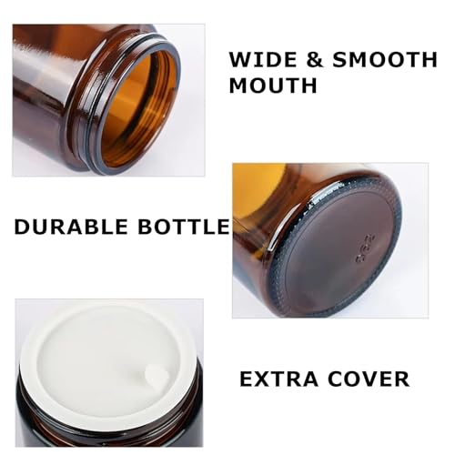 36 Pack 2oz Amber Glass Jars, Round Cosmetic Jars with with Black Lids and Inner Liners, Reusable Glass Containers for Homemade Creams, Candle, Skincare, Lotion, Travel