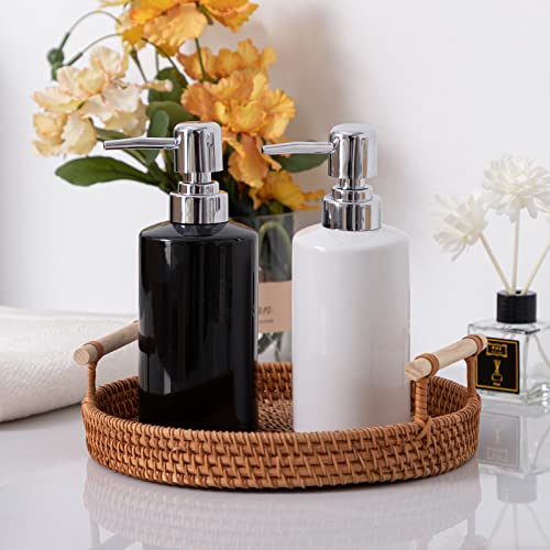 FE Soap Dispenser, 300ml/10oz Ceramic Liquid Soap Pump Dispenser, Refillable Dish Soap Dispenser for Kitchen Bathroom Washroom (White) - color: White