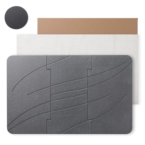 Stone Bath Mats for Bathroom - Foldable Quick Drying Bath Mat(Dark Gray A) | Diatomaceous Earth Bath Mat,, Super Absorbent Stone Shower Mat,Easy to Clean No Smell, Fast Drying for Bathroom and Kitchen - color: Dark Gray a, size: 1'3" x 1'11" (Rectangular)