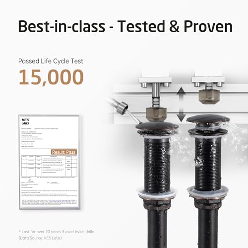 KES Oil Rubbed Bronze Bathroom Sink Drain with Extended Thread, All Metal Pop Up Drain Stopper without Overflow for Thicker Vessel Sinks and Countertops, Brass and Stainless Steel, S2022D-ORB - color: Oil Rubbed Bronze, style: NO Overflow, Long Thread