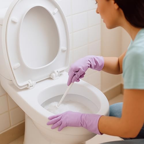 Dishwashing Gloves, 9 Pairs Reusable Medium Kitchen Gloves, Wear-Resistant Natural Latex with Non-Slip Palm, Flocked Liners for Better Grip, Soft Comfort for Garden, Toilets
