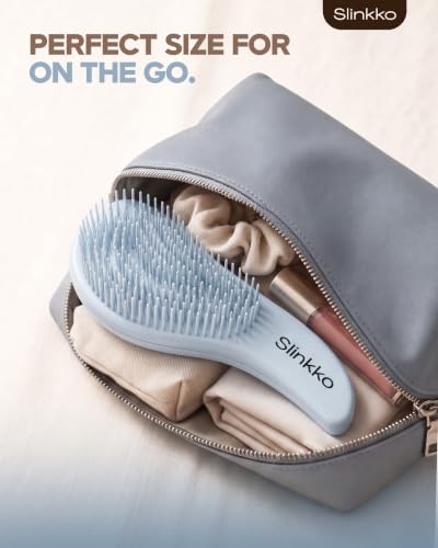 Detangler Brush, Curly Hair Brush for Women, Men & Kids - Wet & Dry Detangling Hair Brush for Curly, Thick, Fine & Wavy Hair - Anti-Breakage Wave Brush, Pain-Free Hairbrush, Mist Blue - color: Mist Blue