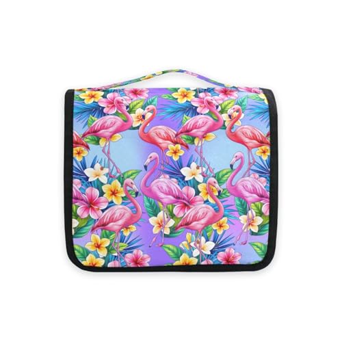MNSRUU Hanging Toiletry Bag Pink Flamingo Tropical Bird Flower Makeup Bag Portable Travel bag for Toiletries Organizer Bags for Women Men, Travel-Essentials Bag - color: Flamingo 07