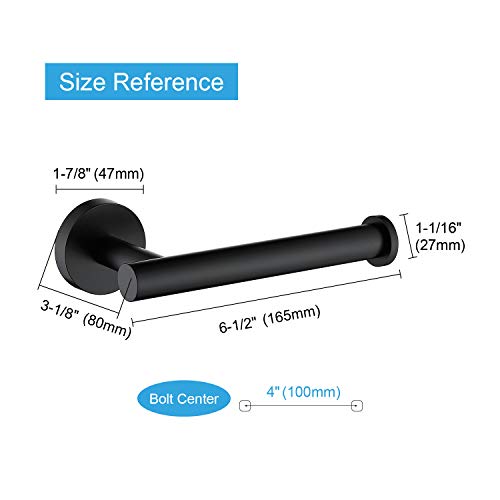 TASTOS Matte Black Toilet Paper Holder SUS304 Stainless Steel, Modern Round Tissue Roll Holders Wall Mount, Toilet Paper Roll Dispenser Bathroom 5 inch TP Holder for Kitchen Washroom - color: Matte Black
