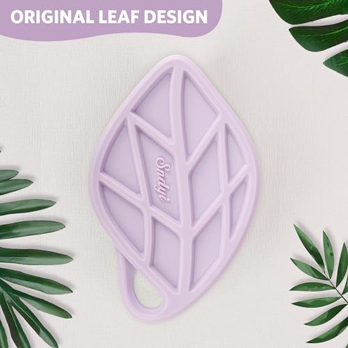 Sndyi Silicone Body Scrubber, Gentle Exfoliating Body Scrubber for Sensitive Skin, Leaf Shaped Shower Scrubber for Body with Lathering Bristles, Silicone Loofah Body Brush for Showering, Purple - color: Purple