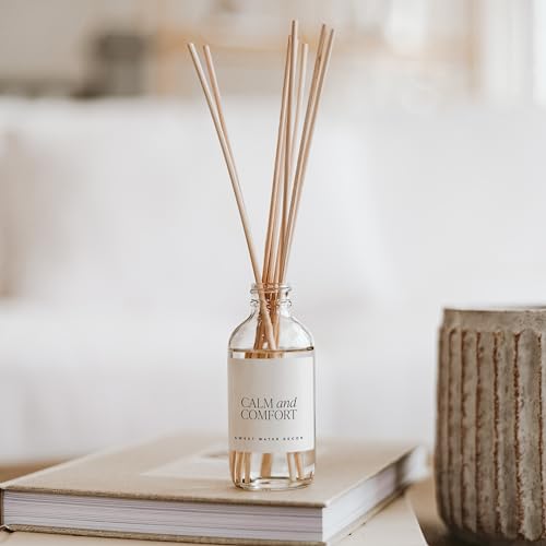 Sweet Water Decor Calm and Comfort Reed Diffuser Set | Mandarin, Ginger, Jasmine, White Tea Spa Scented Diffusers | Air Freshener | Housewarming Gift | Aromatic Stress Relief - style: Calm & Comfort