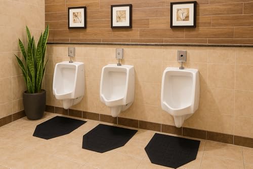 Guardian UPSAFEBLK Urinal Restroom Mat, Black, 20" x 20" | Case of 6 - color: Black, size: 20" x 20"