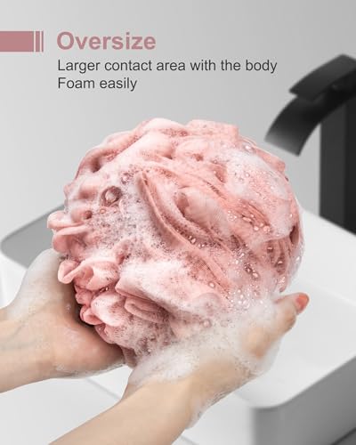 MTDLYICE Loofah Sponge, XXL Large Loofah 100g 4 Pack, Bath Sponge Soft Mesh Shower for Men, Body Scrub, Shower Pouf Bath Accessories, for Body Wash, Soap (Red Soil) - style: Red Soil