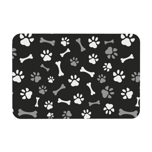 Dog Paws and Bones Bath Mat Rugs 15.7x23.6 in, Diatomaceous Earth Bathroom Rug Rubber Non-Slip Absorbent Bathroom Mat for Bathroom Kitchen Floor, Tub and Shower Sink - color: Paws #01