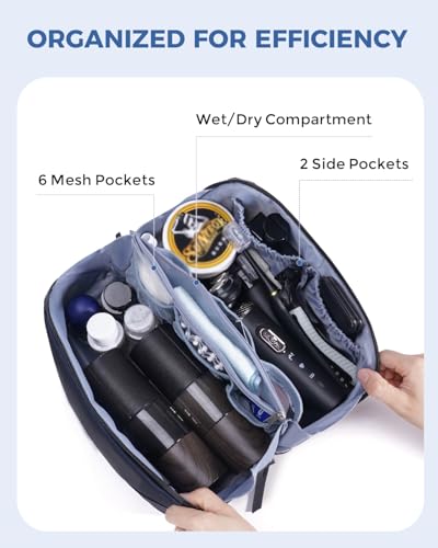 WANDF PU Leather Toiletry Bag for Men, Dopp Kit with Hanging Pouch