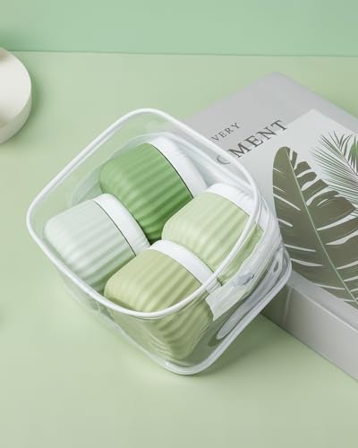Mrsdry Travel Containers for Toiletries 4 Pack, TSA Approved Travel Size Toiletries, With Clear Bag Leak Proof Silicone Jars, Creams Jars Carrying Small Items - color: Water Green, size: 3 oz