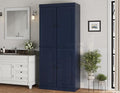 Palace Imports Solid Wood Tall Bathroom Pantry Cabinet with 4 Shaker Doors & Adjustable Shelves, Navy Blue - 100% Eco-Friendly, Renewable, Space-Saving Storage, 71.5" H x 32" W, Made in Brazil - color: Navy Blue