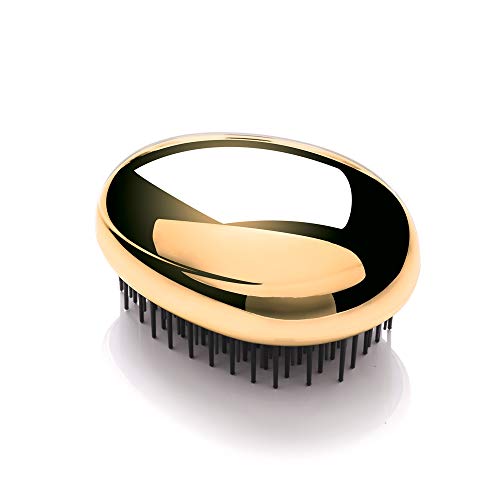 Kent PG Gold Pebble Scalp Massager Shampoo Brush and Travel Size Detangling Brush - Scalp Scrubber for Dandruff and Kids' Hair Detangler (Gold) - color: Gold