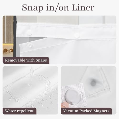 Yiatn Dark Grey Ringless Shower Curtain with Snap in Liner - Hotel Style with See Through Mesh Top Window, Modern Geometric Waterdrop Design,Waterproof and Washable,- 71x74 INCH - color: Dark Grey, size: 71"W x 74"L (Pack of 1)