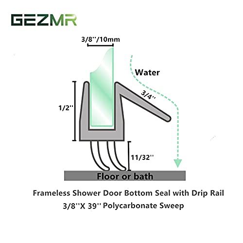 2-Pack Ultra Clear Shower Door Bottom Seal (3/8'' X 39'', Polycarbonate) Frameless Glass Shower Door Seal Strip Shower Door Sweep - Stop Shower Leaks and Create a Water Barrier - size: Standard - 3/8 inch (10mm) - N/A