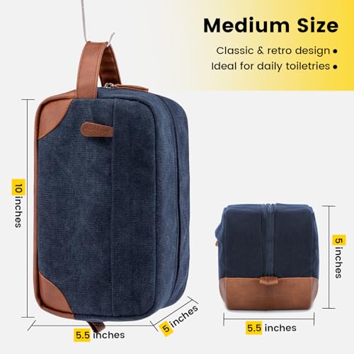 Vorspack Toiletry Bag Hanging Dopp Kit for Men Water Resistant Canvas Shaving Bag with Large Capacity for Travel - Navy Blue - color: Navy Blue, size: Medium