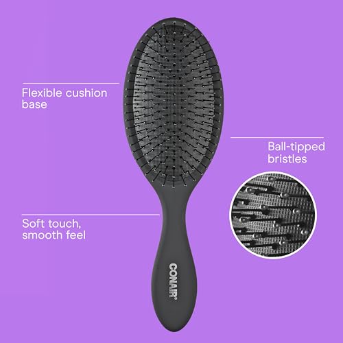 Conair Detangling Hair Brush Set, 3-Pack Detangler Brushes for Wet or Dry Hair, Gentle Detangler for All Hair Types, Bristle Hair Brushes for Women, Evergreen, Blush Pink, Black Assorted - color: Evergreen,Blush Pink,Black, size: 3 Count Full Size