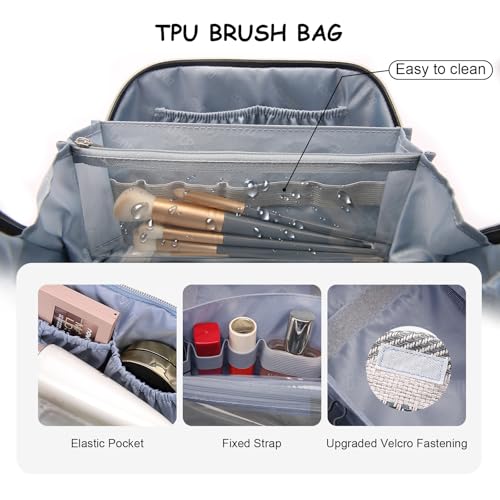 BOYATU Travel Makeup Bag Cosmetic Bag for Women: 3 Pcs Set Make up Bag with Compartments - Waterproof Vegan Leather Toiletry Bags with Handle - Makeup Organizer for Travel Essentials(C-4-Black) - color: C-4-Black
