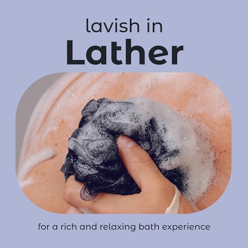 MainBasics Shower Loofah Sponge Pouf, Set of 3, Black Ice | Soft Mesh Body Scrubber and Bath Sponge for Gentle Exfoliation, Rich Lather, and Everyday Shower Use - style: Black Ice