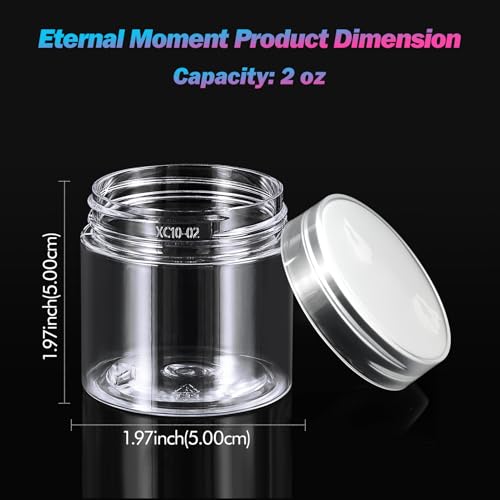 Eternal Moment 36 Pack 2 OZ Plastic Jars Round Clear Cosmetic Container Jars with Clear Lids, Perfect for Lotion, Slime，Cream, Ointments, Makeup, Eye Shadow, Samples, Pot, Travel Storage - color: Clear Lid, size: 2 Ounce