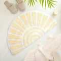 TRUEDAYS Bath Rug Beige Sun Bath Mat, Half Circle Cute Boho Bathroom Rugs Soft and Fluffy, Water Absorbent Bath Rug Machine Washable Bathroom Mat - color: Beige