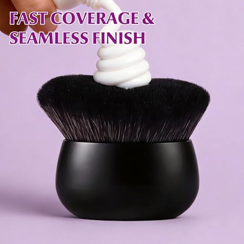 Extra Large Body Makeup Brush for Self Tanner, 75mm Leg Makeup & Bronzer Blend Kabuki Brush Ultra Soft Dense Vegan Bristles for Body Makeup, Oval Face & Back, Tattoo Cover up, Wet & Dry Use (Black)