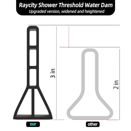 Raycity 3" High Shower Threshold Water Dam 98 IN Collapsible Shower Water Splash Guard for Curbless Shower Threshold Barrier Water Stopper for Wet and Dry Separation Bathroom and Kitchen (Black) - color: Black, style: 98 inch