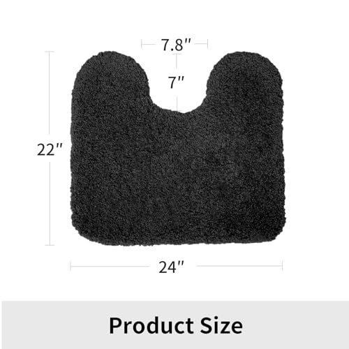 Disolla Toilet Mat 22x24 Black - Non Slip Fluffy U-Shaped Contour Rug, Ultra-Soft Plush Toilet Floor Mat, Absorbent & Machine Washable - color: Black, size: 1'10" x 2' (22''x24'' Toilet Rug)