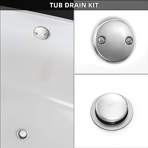 All Metal Tip-Toe Bathtub Drain Kit with Two-Hole Overflow Faceplate and Universal Fine/Coarse Thread Assembly, Bath Tub Drain Kit fits All Bathtub -Chrome Plated - color: Chrome Plated