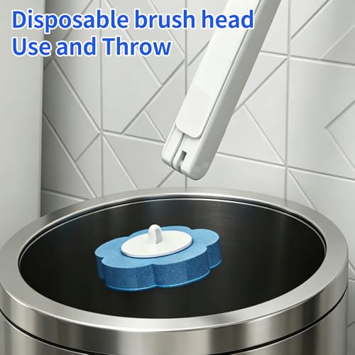 Disposable Toilet Brush Kit with 48 Refill Heads, Holder Storage Caddy Wall-Mounted Toilet Bowl Wand Scrubber for Bathroom Toilet Cleaner Toilet Bowl - color: Disposable Toilet Brush