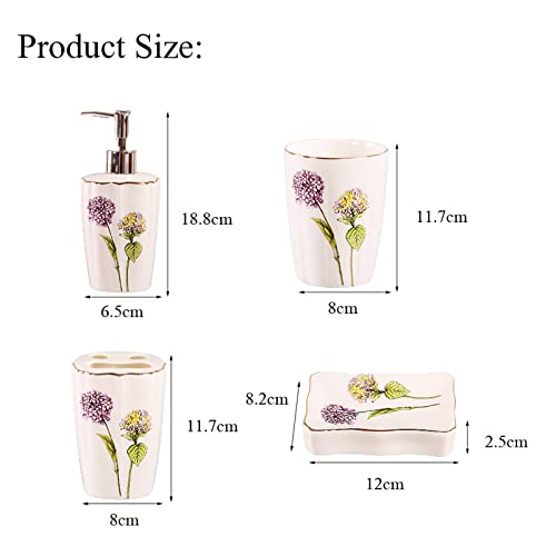 Bathroom Accessories Set 5 Pcs, Soap Dispenser, Toothbrush Holder, Bathroom Tumbler, Soap Dish Modern Bathroom Decor Housewarming Gift,Purple - color: Purple