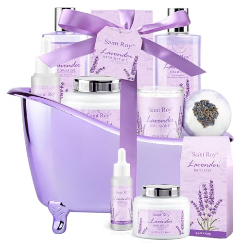 Spa Gift Basket Gifts for Women, Lavender Bath and Body Gift Basket Spa Kit | Bath Beauty Kit, Self-Care Relaxation Set, Home Spa Gift Basket, Birthday, Christmas, Bath Spa Kit Woman gift, Anniversary