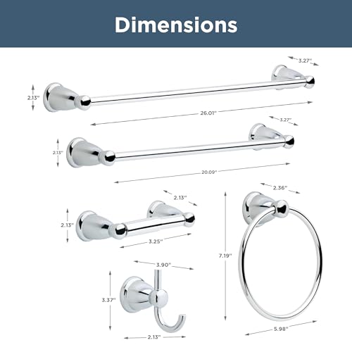 Franklin Brass 5-Piece Polished Chrome Bathroom Set (2) Towel Racks, Ring, Toilet Paper Holder, Hook | Kinla Bath Accessories - color: Polished Chrome, style: 5-Piece Bath Accessory Set
