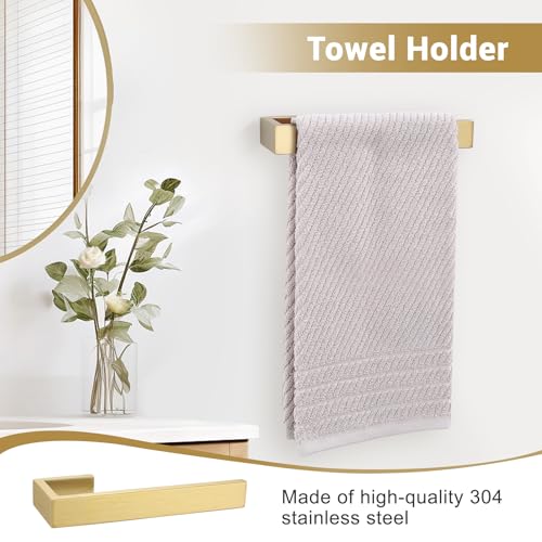 Brushed Gold Bathroom Hardware Set, 4-Piece Bath Towel Bar Set SUS304 Stainless Steel Towel Rack Set for Bathroom, 23.6 inches Bathroom Towel Holder Set Wall Mounted - color: Brushed Gold, size: Set A