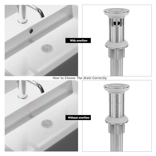Bathroom Sink Drain,Drain Stopper Bathroom Sink with Overflow,Small Cap Pop Up Drain Assembly with Detachable Strainer Basket,Built-in Anti-Clogging, Stainless Steel Nut Brushed Nickel - color: Brushed Nickel-small Cap, style: With Overflow