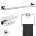 4-Piece Bathroom Hardware Set Chrome Bath Towel Bar Holder Sets Wall Mounted Stainless Steel Square Bathroom Accessory Kit, Polished Chrome 23.6 Inch - color: Polished Chrome, size: 4-Pieces Set-B