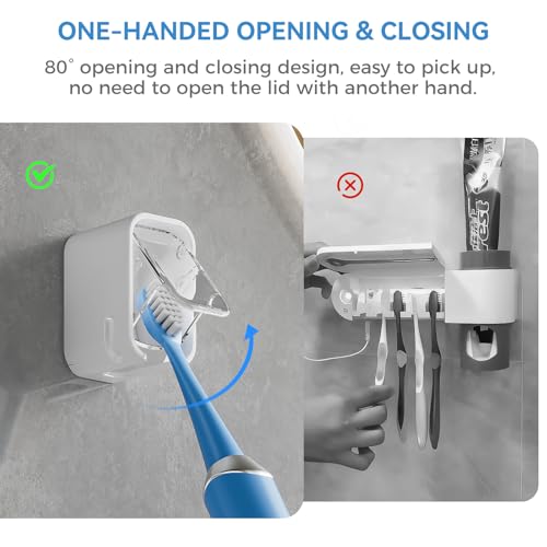 Toothbrush Holders for Bathroom【Innovation Single Slot Design】 2PCS Toothbrush Holder Wall Mounted with Cover for Shower, Single Toothbrush Dispenser Storage Organizer for Family & Travel - color: Clear
