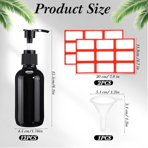 Tanlade 24 Pcs Glass Pump Bottle Dispenser 4 oz Travel Bottles with Pump Refillable Glass Containers for Toiletries Lotion Liquid Soap Shampoo Essential Oils Cosmetic Travel Accessories(Black) - color: Black